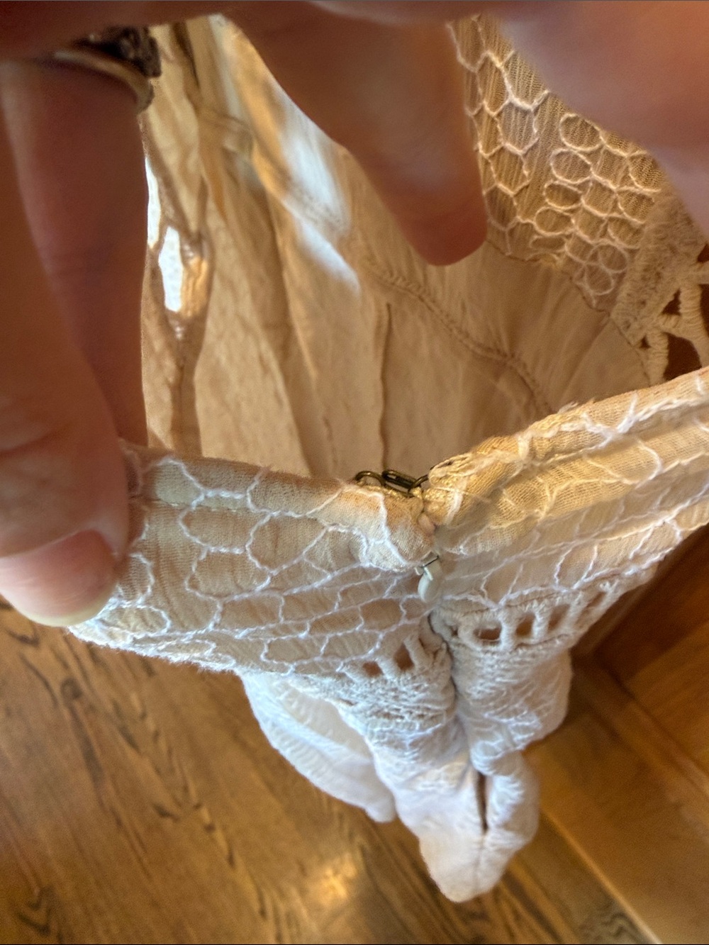 229 Free People Cream Embroidered Lace Boho Sleeveless Tunic Mini Dress Small 0 - Picture 9 of 9